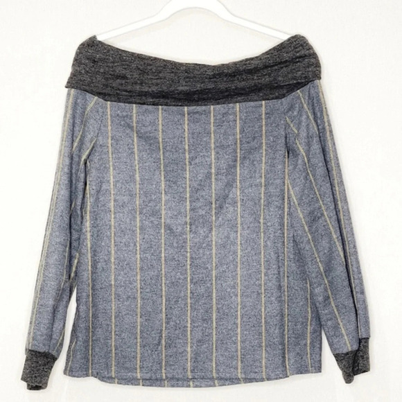 THML Gray Striped Off the Shoulder Shirt Long Sleeve‎ Size Small - Picture 2 of 2